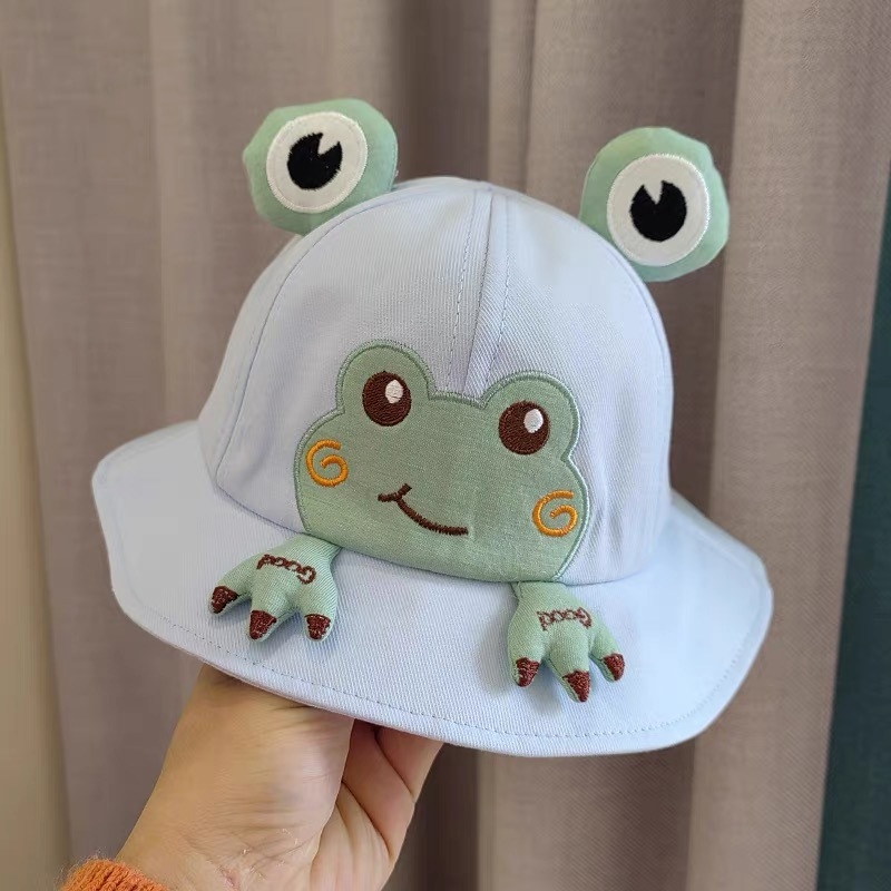 Παιδικό καπέλο προστασίας από τον ήλιο με σχέδιο βατραχάκι, σε στυλ ψαρά, δροσερό για το καλοκαίρι, γλυκό