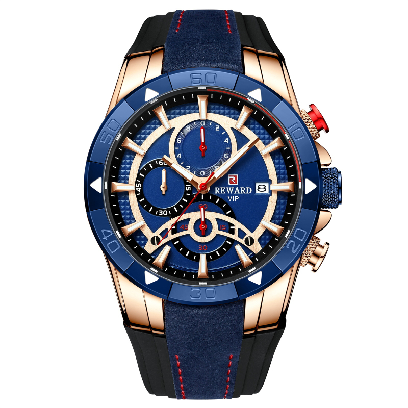 REWARD83013 Ανδρικό ρολόι με ημερολόγιο, κίνηση quartz, λουράκι σιλικόνης, επιχειρηματικό στυλ
