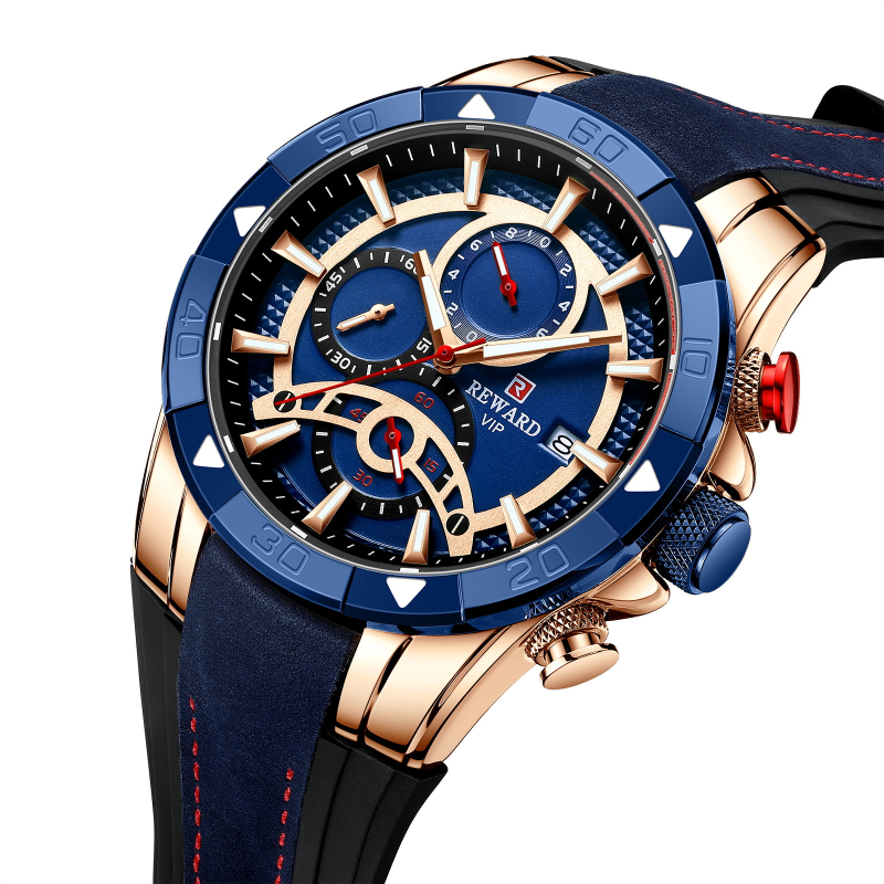 REWARD83013 Ανδρικό ρολόι με ημερολόγιο, κίνηση quartz, λουράκι σιλικόνης, επιχειρηματικό στυλ