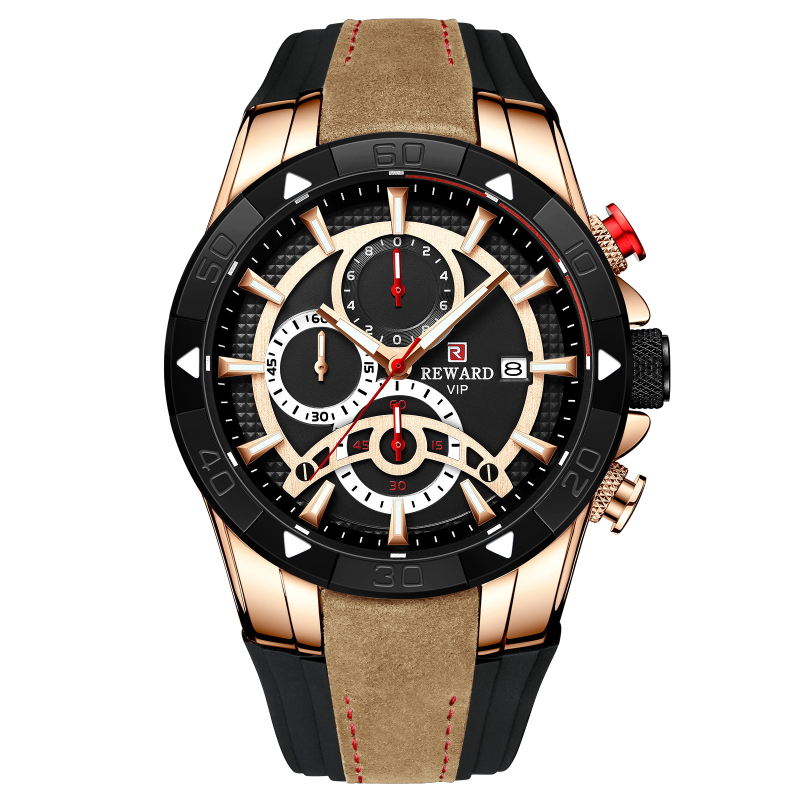 REWARD83013 Ανδρικό ρολόι με ημερολόγιο, κίνηση quartz, λουράκι σιλικόνης, επιχειρηματικό στυλ
