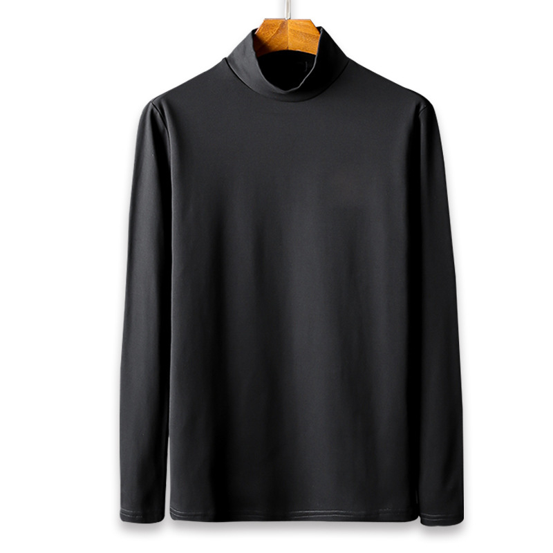 Ανδρικό μακρυμάνικο T‑shirt με ημιυψωμένο γιακά, ζεστό φλίς εσωτερικά, εφαρμοστό, φθινόπωρο/χειμώνας