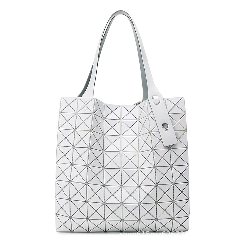 Τσάντα Tote με γεωμετρικό quilting, 8 θήκες, μεγάλο τετράγωνο σχήμα, PVC