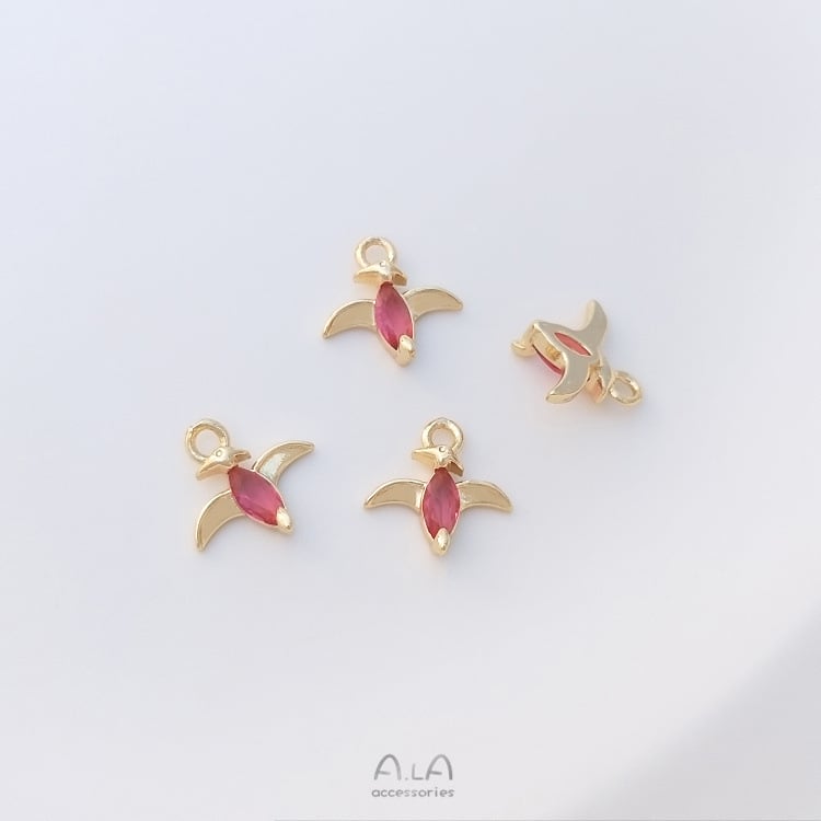 Μενταγιόν επιχρυσωμένο 14K με πολύχρωμα ζιρκόνια — Δεινοσαύρος και θαλάσσια ζωή (μέδουσα, χταπόδι) – μικρό DIY κόσμημα