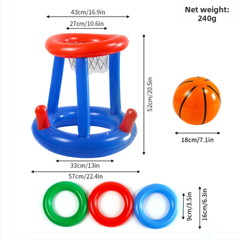 Nafukovací basketbalový kôš z PVC pre vodné hry – hračka na hod krúžkom pre rodičov a deti