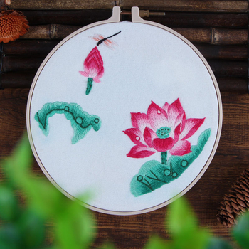 Kit κέντημα Suzhou με κορδέλα – μοτίβο λωτού, DIY χειροτεχνία, ύφασμα 11-ct, αρχάριοι