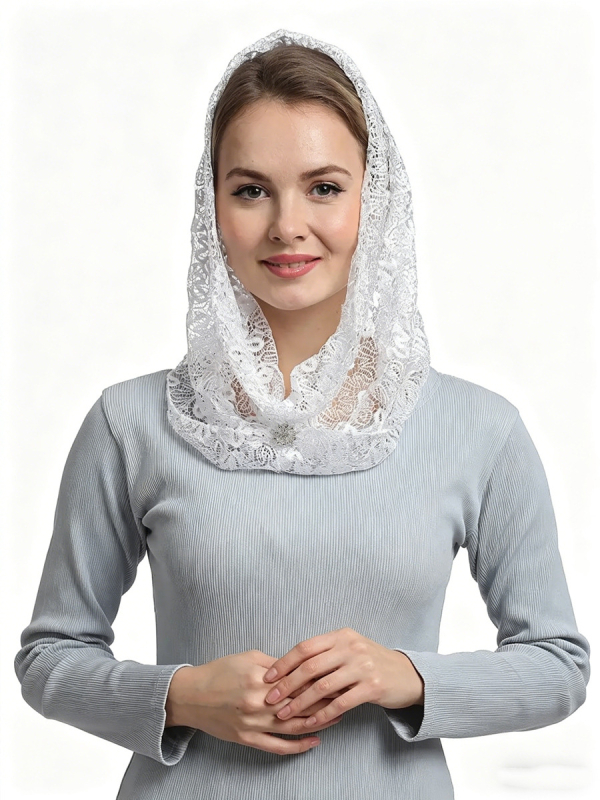 Κεντημένος δαντελένιος κάλυμμα κεφαλής Mantilla, πέπλο, διάτρητο πλέγμα, πολυεστέρας