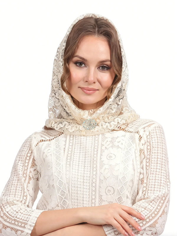 Κεντημένος δαντελένιος κάλυμμα κεφαλής Mantilla, πέπλο, διάτρητο πλέγμα, πολυεστέρας