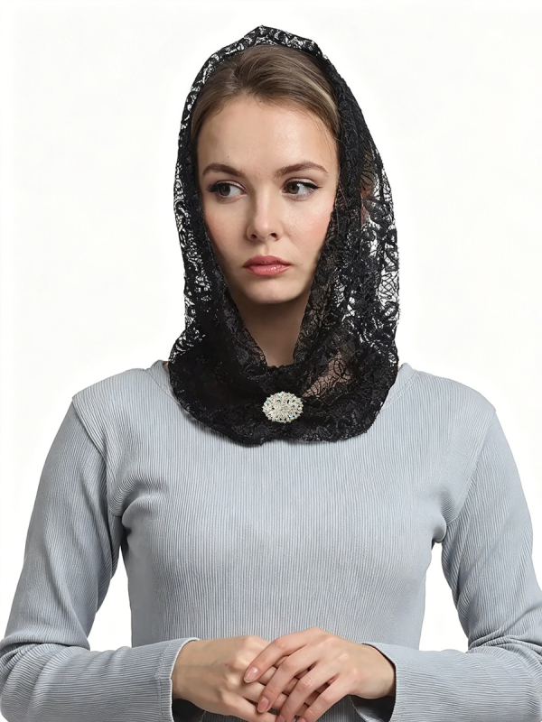 Κεντημένος δαντελένιος κάλυμμα κεφαλής Mantilla, πέπλο, διάτρητο πλέγμα, πολυεστέρας