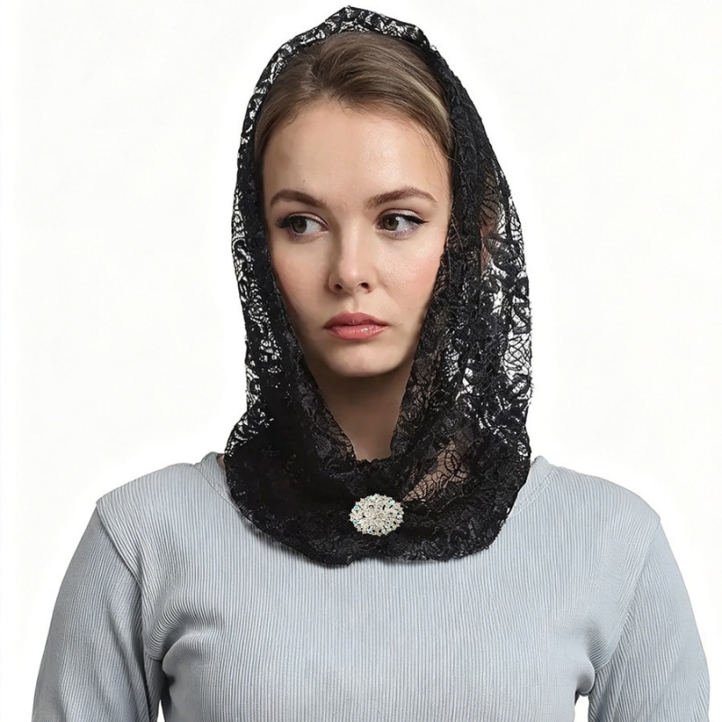 Κεντημένος δαντελένιος κάλυμμα κεφαλής Mantilla, πέπλο, διάτρητο πλέγμα, πολυεστέρας