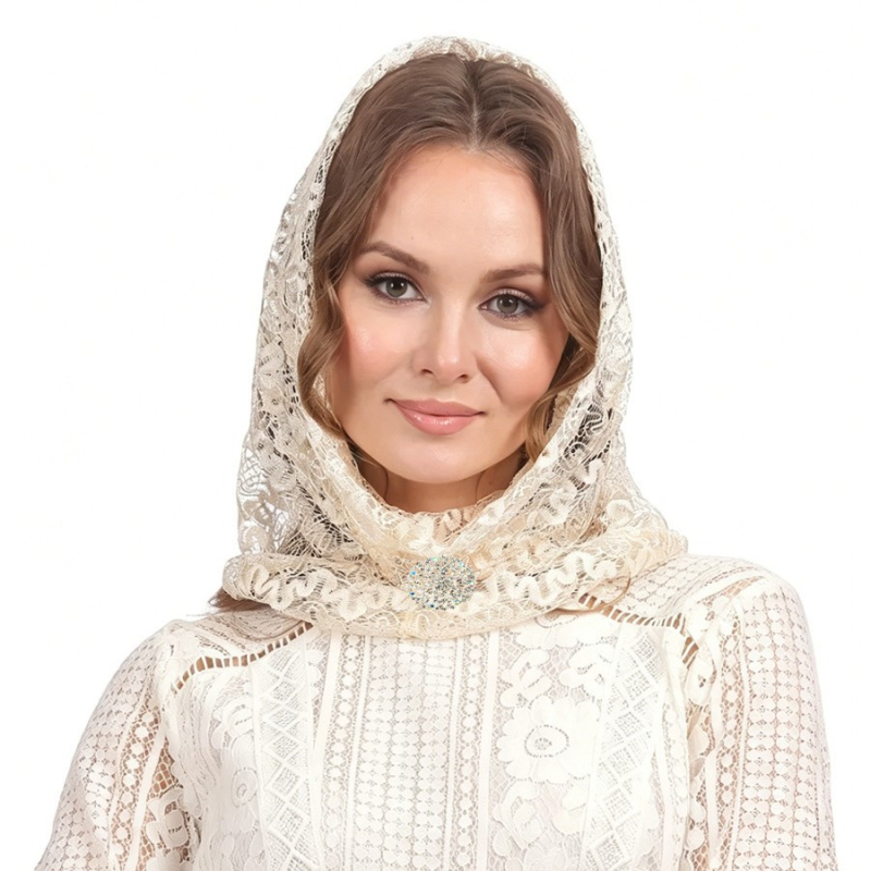 Κεντημένος δαντελένιος κάλυμμα κεφαλής Mantilla, πέπλο, διάτρητο πλέγμα, πολυεστέρας