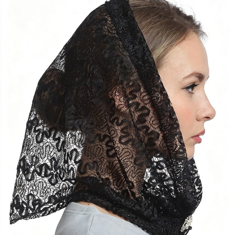 Κεντημένος δαντελένιος κάλυμμα κεφαλής Mantilla, πέπλο, διάτρητο πλέγμα, πολυεστέρας
