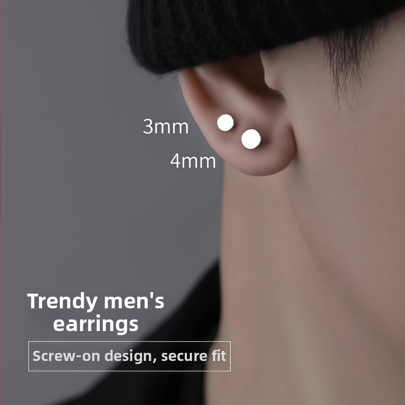 Titánové oceľové náušnice s činkou, čiernobiele, skrutkovacie, unisex moderný štýl