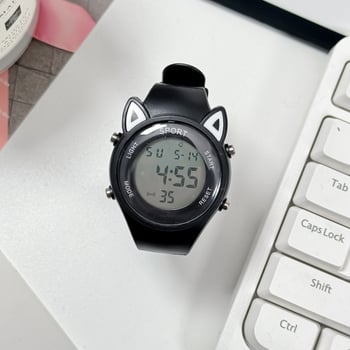 Ceas cu urechi de pisică, unisex pentru elevi, stil coreean minimalist, design natural inspirat de pădure, ceas digital