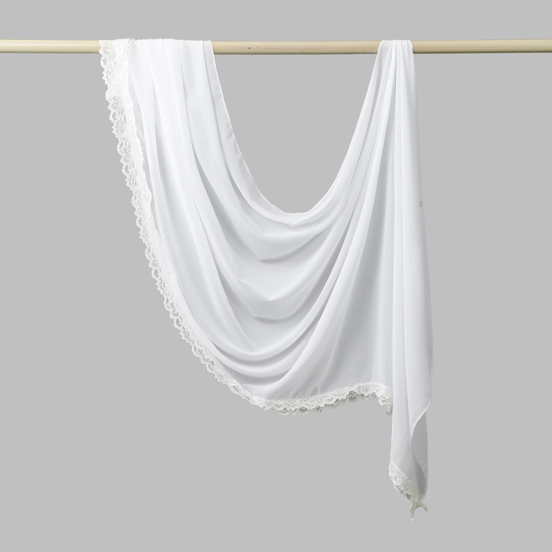Φουλάρι από chiffon με δαντελένια άκρη και διάφανη ύφανση, μακρύ γυναικείο σάλι σε εθνικό στυλ