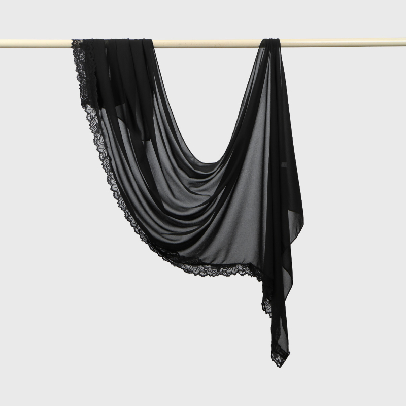 Φουλάρι από chiffon με δαντελένια άκρη και διάφανη ύφανση, μακρύ γυναικείο σάλι σε εθνικό στυλ