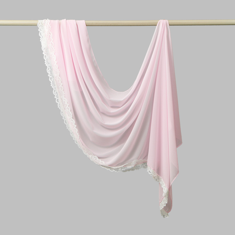 Φουλάρι από chiffon με δαντελένια άκρη και διάφανη ύφανση, μακρύ γυναικείο σάλι σε εθνικό στυλ