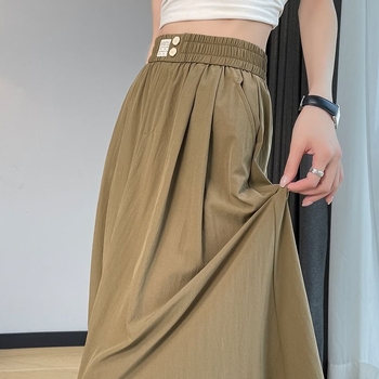 Φούστα ice-silk με πιέτες, midi μήκος, υψηλή μέση, για γυναίκες