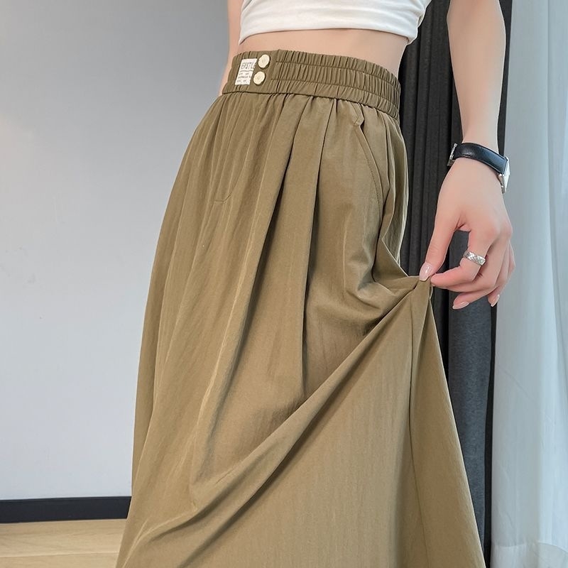 Φούστα ice-silk με πιέτες, midi μήκος, υψηλή μέση, για γυναίκες