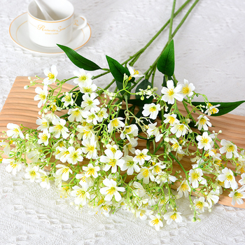 Τριών κλάδων Osmanthus τεχνητά λουλούδια, φρέσκα μικρά άνθη, αγροτικό στυλ διακόσμησης για οικιακό και γαμήλιο χώρο, αξεσουάρ για φωτογράφηση.