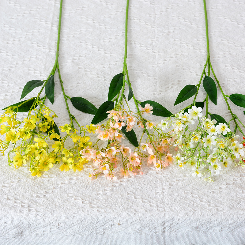 Τριών κλάδων Osmanthus τεχνητά λουλούδια, φρέσκα μικρά άνθη, αγροτικό στυλ διακόσμησης για οικιακό και γαμήλιο χώρο, αξεσουάρ για φωτογράφηση.