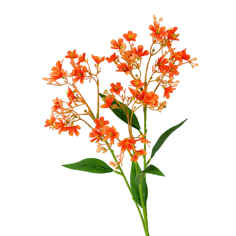 Τριών κλάδων Osmanthus τεχνητά λουλούδια, φρέσκα μικρά άνθη, αγροτικό στυλ διακόσμησης για οικιακό και γαμήλιο χώρο, αξεσουάρ για φωτογράφηση.