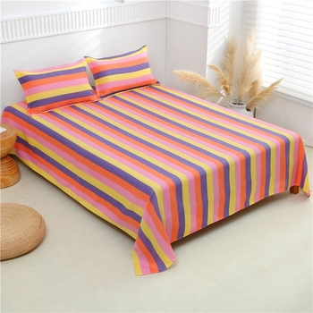 Vastag durva pamutból készült hűsítő ágyneműkészlet — lágy nyári lepedő, párnahuzat és matracfedél, három darabos készlet