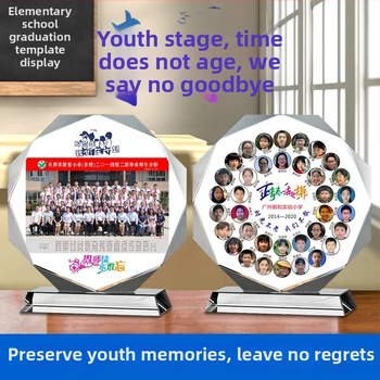 Krištáľová trofejná ozdoba na promócie, personalizovaná pamiatka pripomínajúca fotografie z mládeže