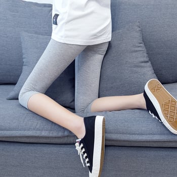 Γυναικείες λεπτές βαμβακερές leggings με υψηλή μέση, 7/8 μήκος, γκρι, σε μεγάλο μέγεθος