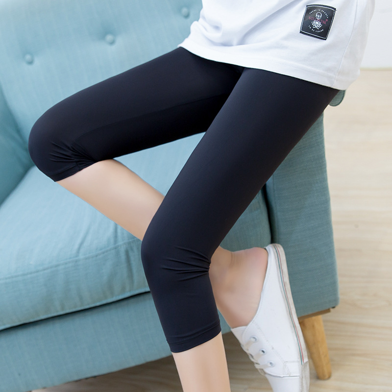 Γυναικείες λεπτές βαμβακερές leggings με υψηλή μέση, 7/8 μήκος, γκρι, σε μεγάλο μέγεθος