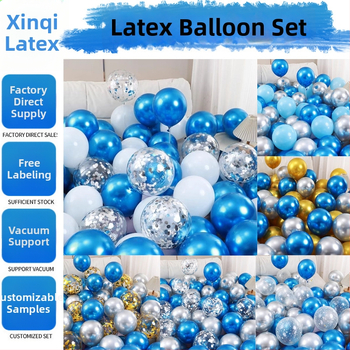 Sada latexových balónov Blue Ocean, 25-centimetrové balóny v metalických farbách na výzdobu narodenín, svadieb a detských osláv.