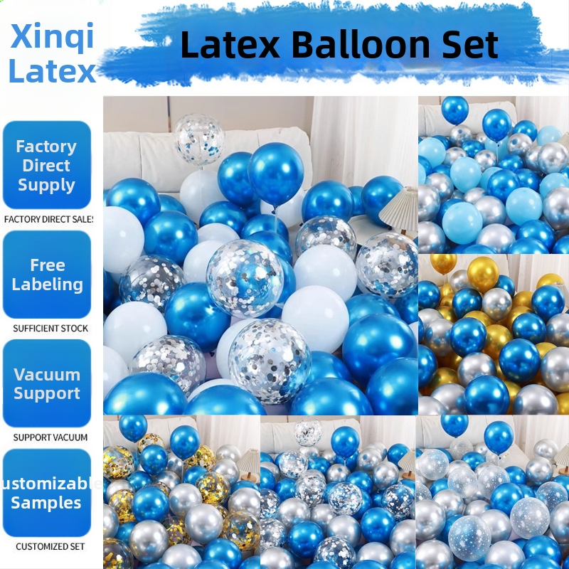 Sada latexových balónov Blue Ocean, 25-centimetrové balóny v metalických farbách na výzdobu narodenín, svadieb a detských osláv.