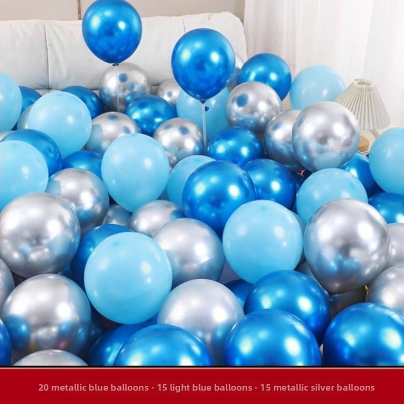 Sada latexových balónov Blue Ocean, 25-centimetrové balóny v metalických farbách na výzdobu narodenín, svadieb a detských osláv.