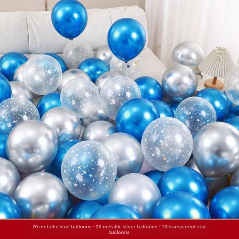 Sada latexových balónov Blue Ocean, 25-centimetrové balóny v metalických farbách na výzdobu narodenín, svadieb a detských osláv.