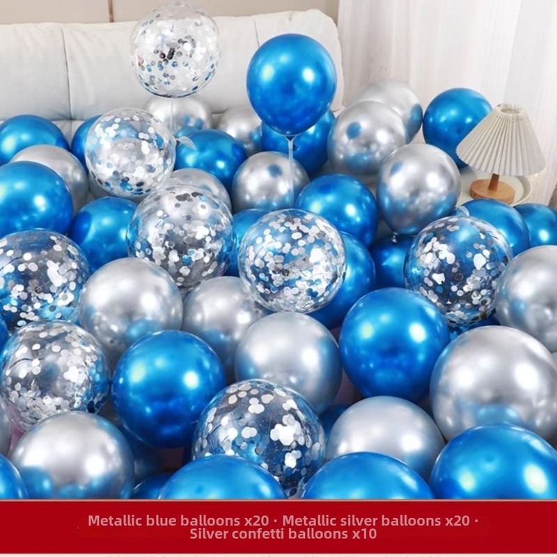 Sada latexových balónov Blue Ocean, 25-centimetrové balóny v metalických farbách na výzdobu narodenín, svadieb a detských osláv.