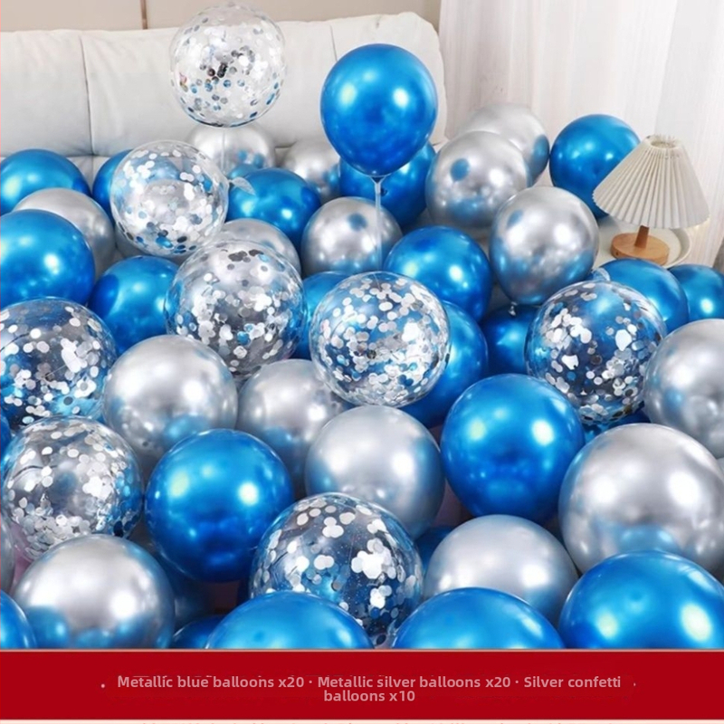 Sada latexových balónov Blue Ocean, 25-centimetrové balóny v metalických farbách na výzdobu narodenín, svadieb a detských osláv.