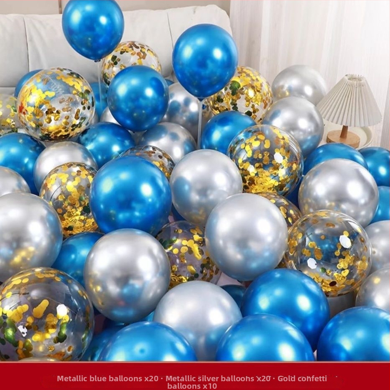 Sada latexových balónov Blue Ocean, 25-centimetrové balóny v metalických farbách na výzdobu narodenín, svadieb a detských osláv.