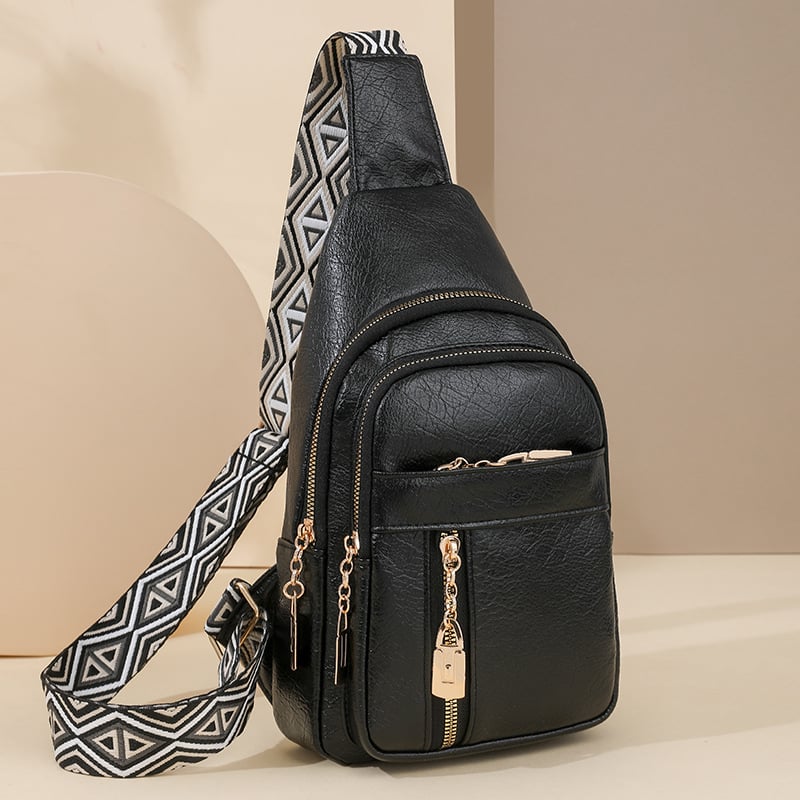 Dámska PU crossbody kabelka s etnickým štýlom, retro vzhľadom olejovej kože a popruhom cez rameno