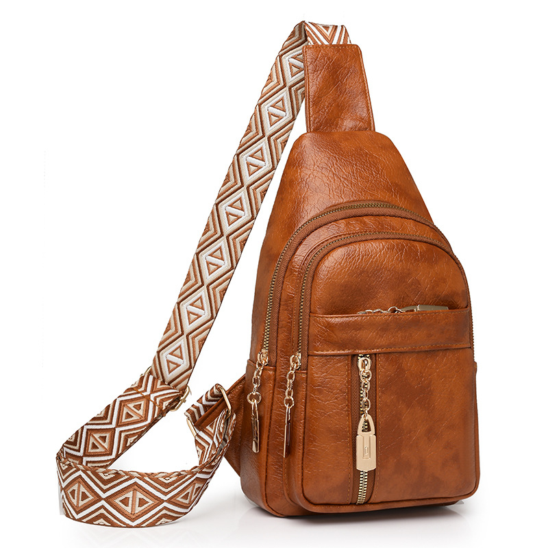 Dámska PU crossbody kabelka s etnickým štýlom, retro vzhľadom olejovej kože a popruhom cez rameno