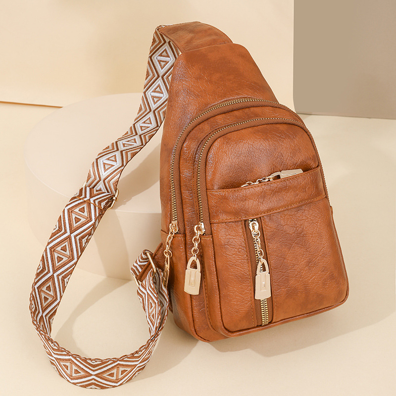 Dámska PU crossbody kabelka s etnickým štýlom, retro vzhľadom olejovej kože a popruhom cez rameno