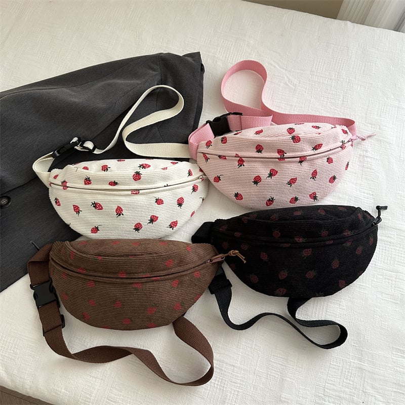 Dámska plátená crossbody kabelka s náprsným vreckom, ležérna ľadvinka v ins štýle