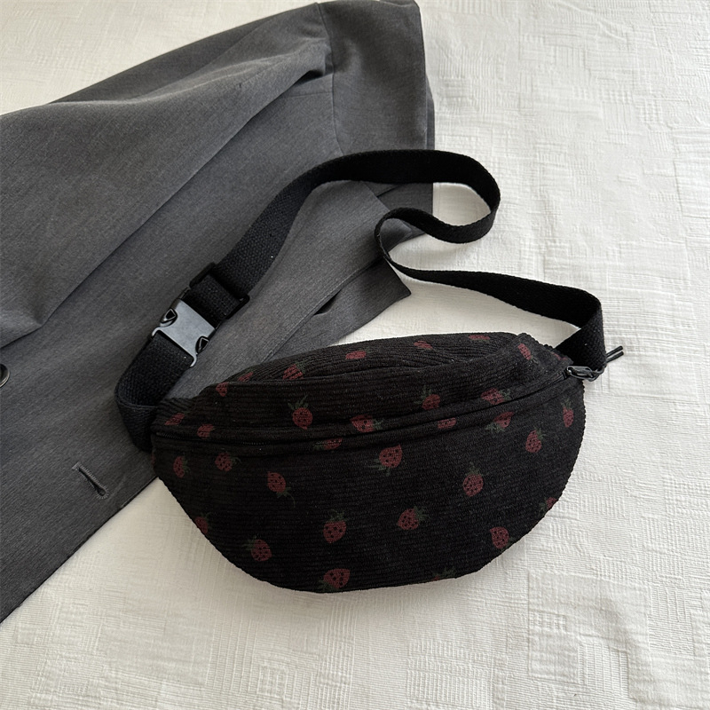 Dámska plátená crossbody kabelka s náprsným vreckom, ležérna ľadvinka v ins štýle