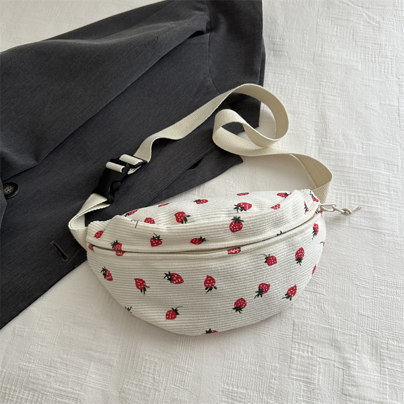 Dámska plátená crossbody kabelka s náprsným vreckom, ležérna ľadvinka v ins štýle