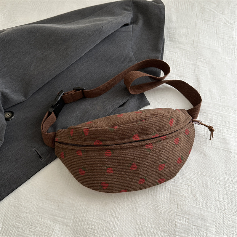 Dámska plátená crossbody kabelka s náprsným vreckom, ležérna ľadvinka v ins štýle