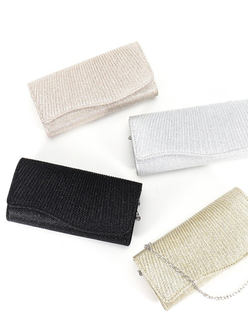 Ιριδίζουσα πλισέ μίνι clutch με αλυσίδα για βραδινές εξόδους