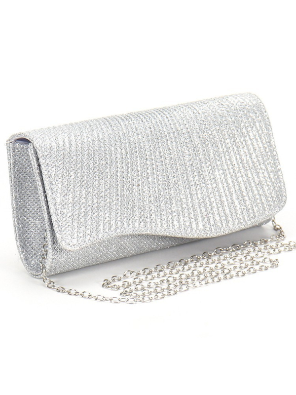 Ιριδίζουσα πλισέ μίνι clutch με αλυσίδα για βραδινές εξόδους