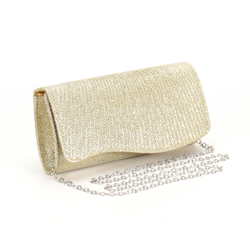 Ιριδίζουσα πλισέ μίνι clutch με αλυσίδα για βραδινές εξόδους