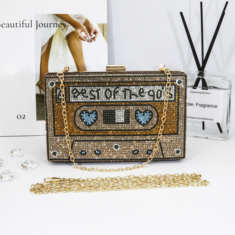 Ρετρό βραδινή clutch με στρας, ευρωπαϊκό-αμερικανικό στυλ, πλήρως διακοσμημένη με στρας για πάρτι