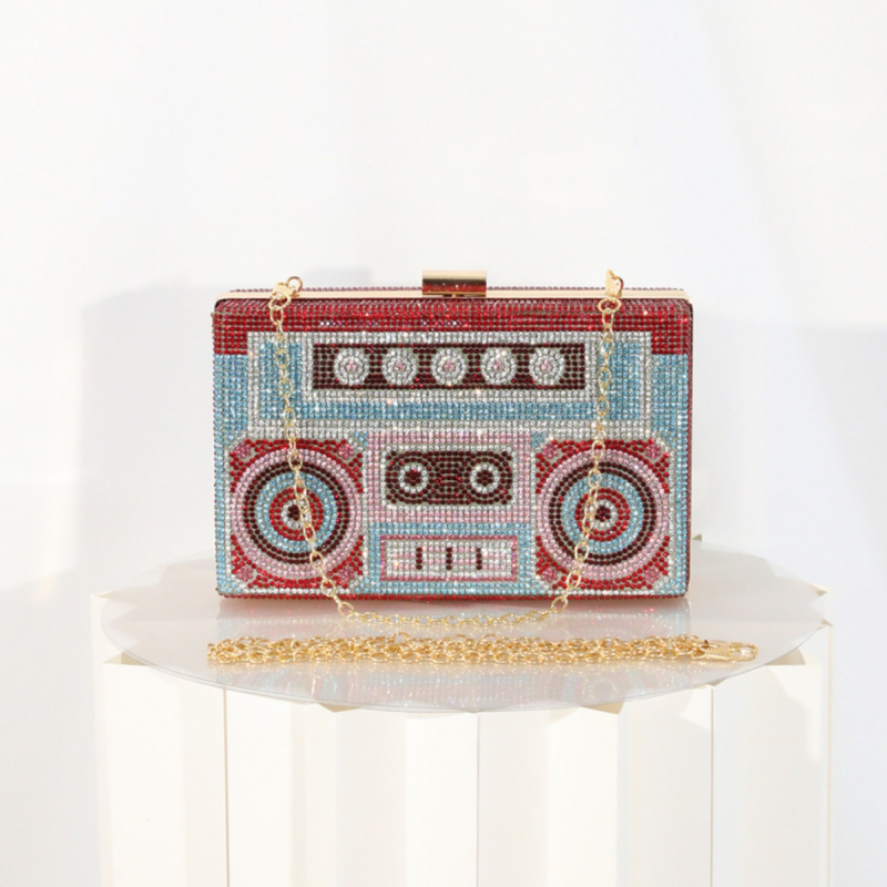 Ρετρό βραδινή clutch με στρας, ευρωπαϊκό-αμερικανικό στυλ, πλήρως διακοσμημένη με στρας για πάρτι