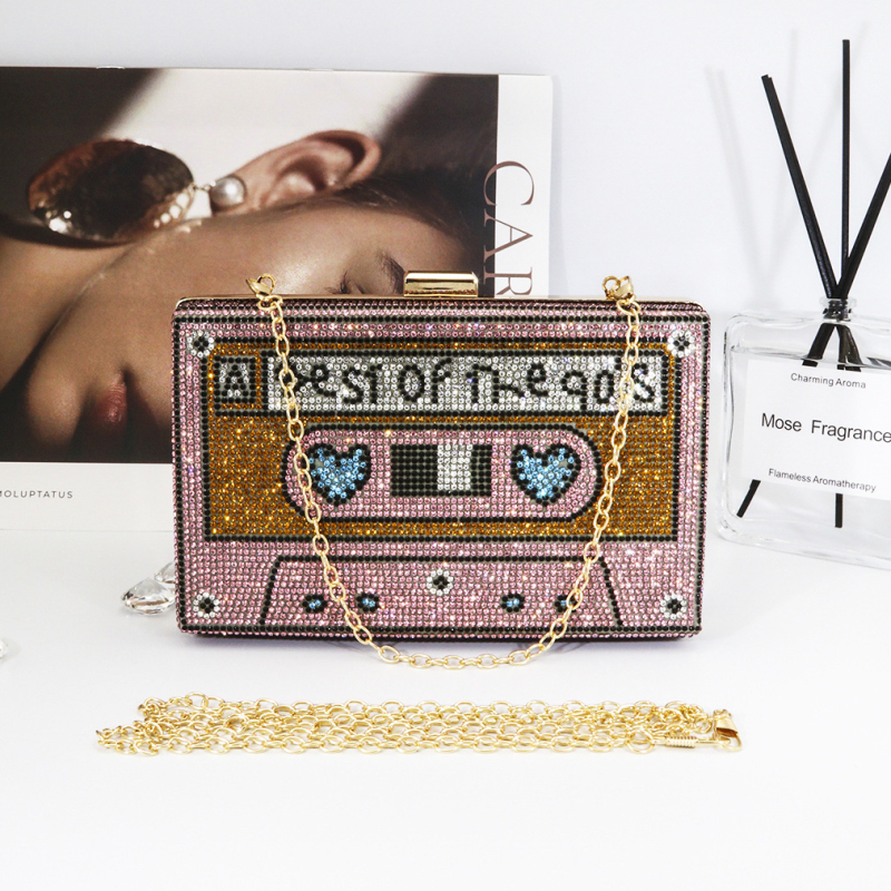 Ρετρό βραδινή clutch με στρας, ευρωπαϊκό-αμερικανικό στυλ, πλήρως διακοσμημένη με στρας για πάρτι