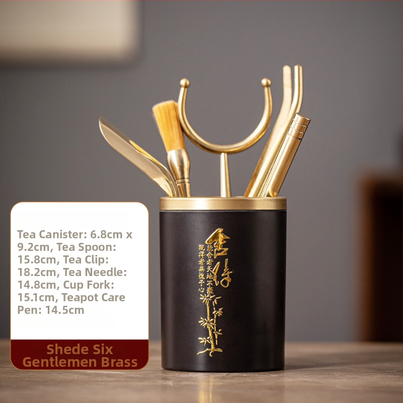 Σετ τελετής τσαγιού από Bakelite Six Gentlemen – πρακτικά εργαλεία παρασκευής τσαγιού για οικιακή χρήση, αξεσουάρ τσαγιού, λαβίδες τσαγιού, μαχαίρι τσαγιού και βούρτσα περιποίησης τσαγιέρας.